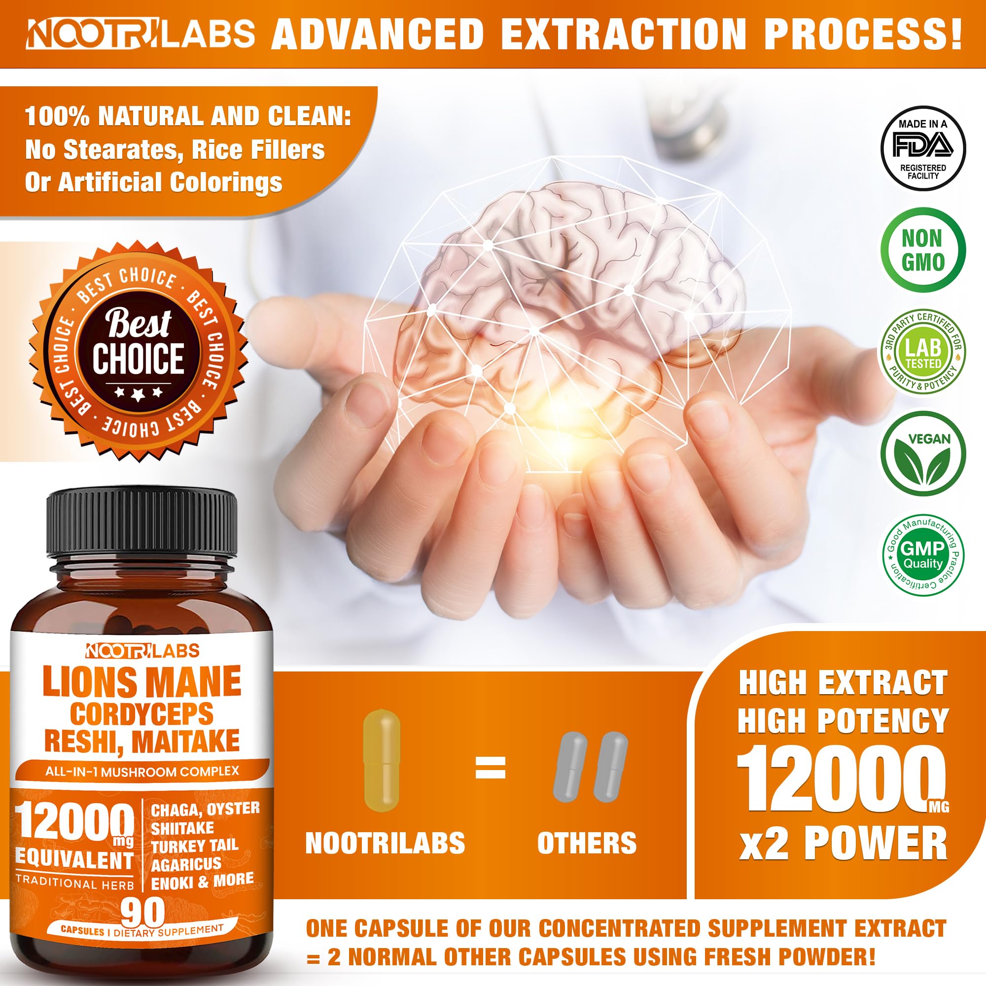 Nootrilabs Naturals 24-mushroom blend image showcasing diverse mushroom extracts