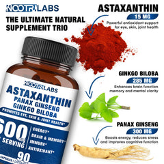 Closeup of Nootrilabs Naturals Astaxanthin capsules for easy daily dosing