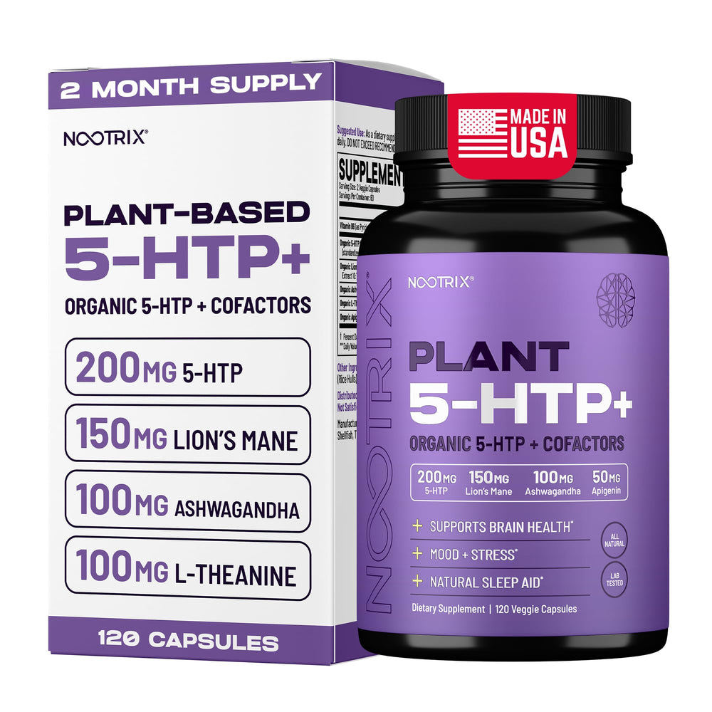 Nootrix Organic 5-HTP+ bottle pour promotes restful sleep and mood balance.