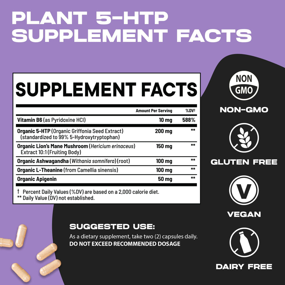 Nootrix Organic 5-HTP+ label detail shows ingredients and dosing for clean sleep support.