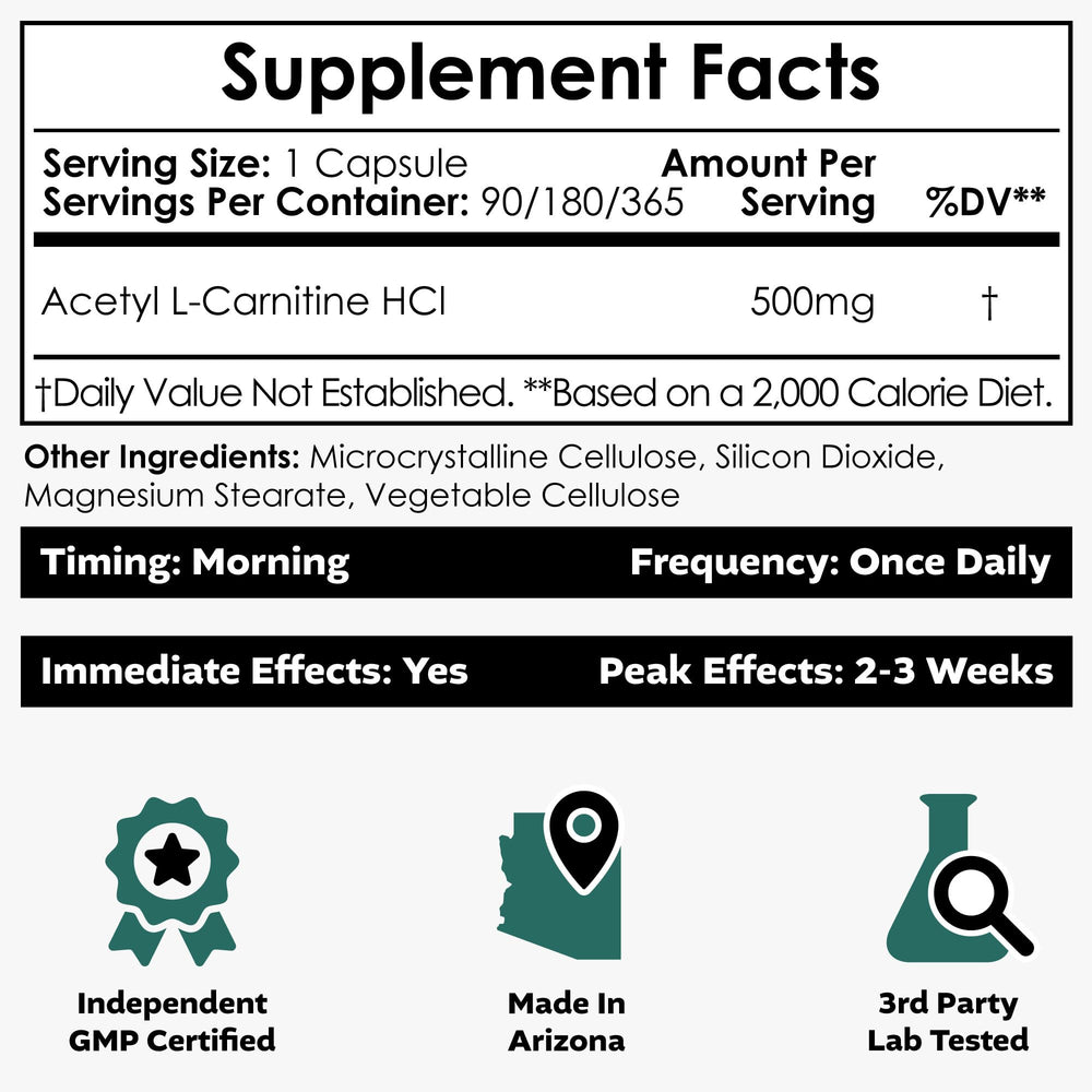 Nootropics Depot Acetyl L-Carnitine 500mg jar closeup shows vegan formula