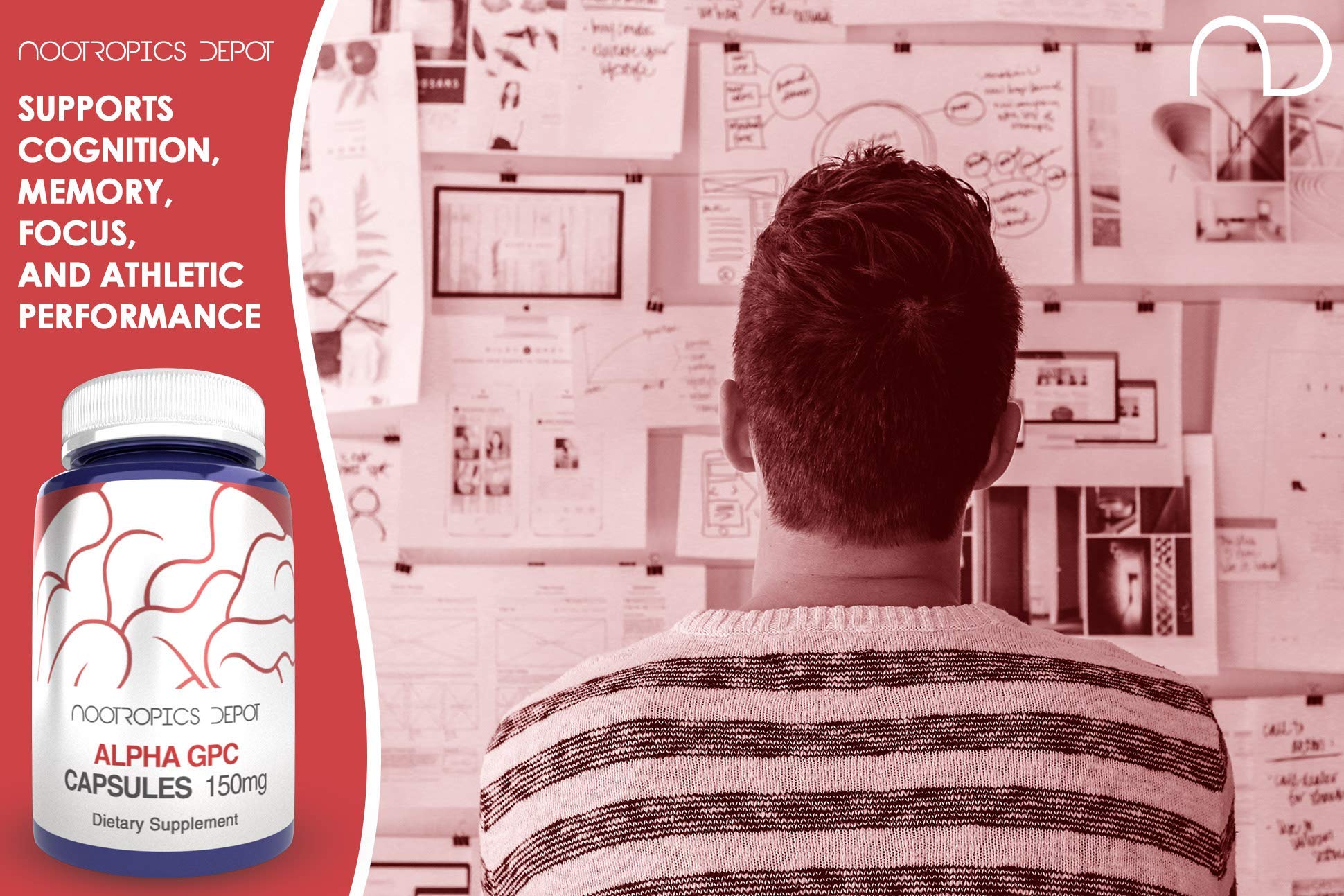 Study desk scene with Alpha GPC bottle to suggest supported memory and attention.