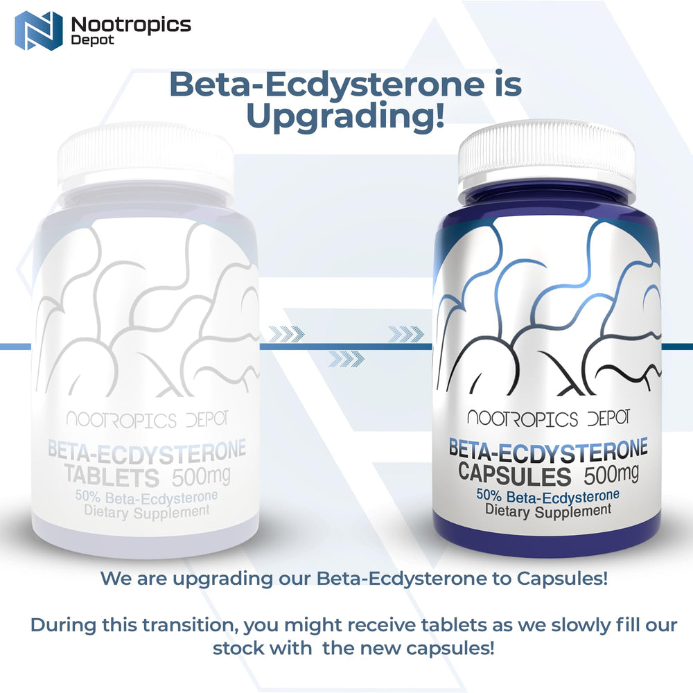 Nootropics Depot Beta-Ecdysterone tablets closeup showing texture and form