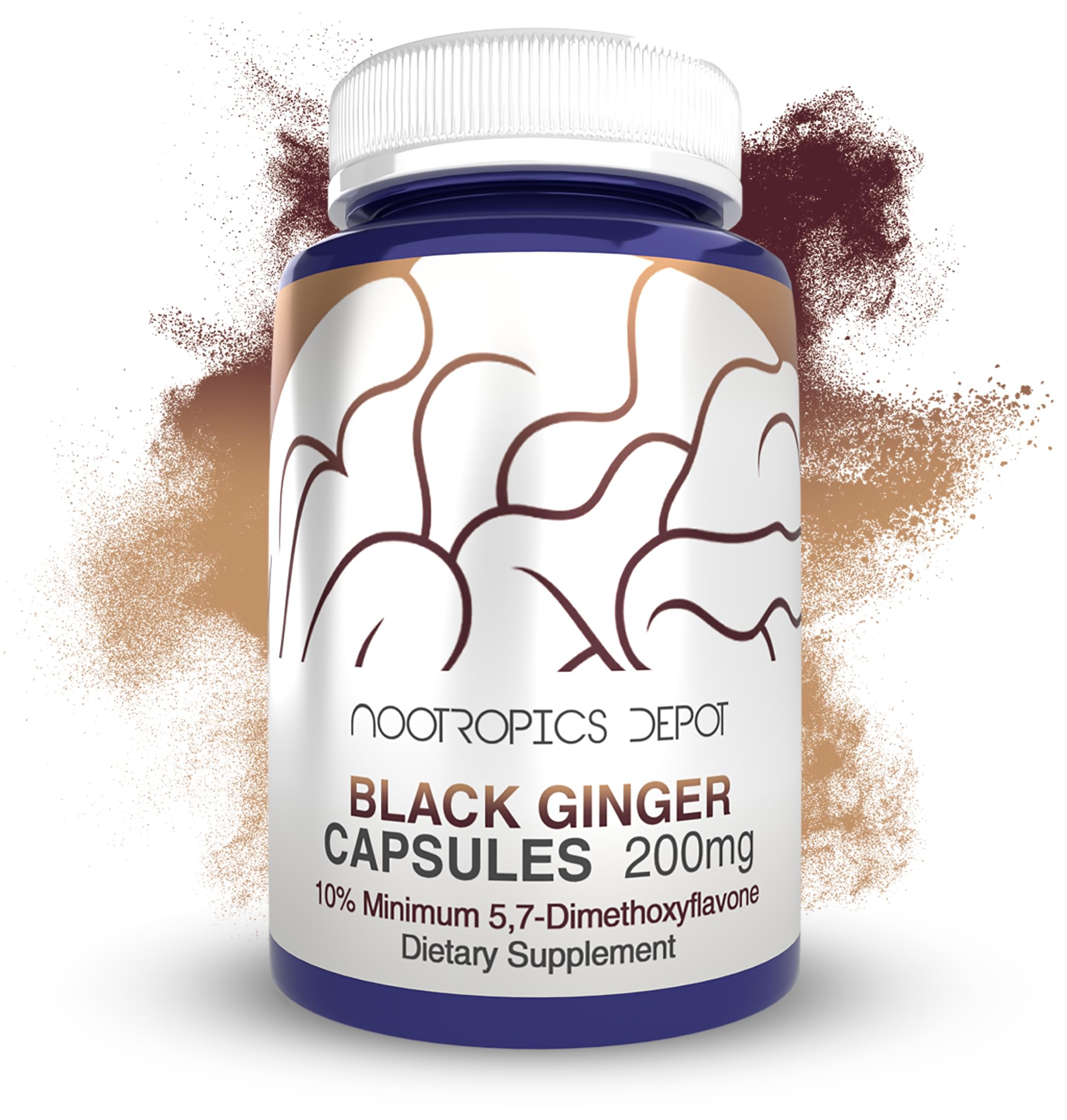 Nootropics Depot Black Ginger capsules bottle—enhanced energy support for daily activities.