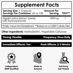 Nootropics Depot black seed oil extract bottle and capsules for everyday use.