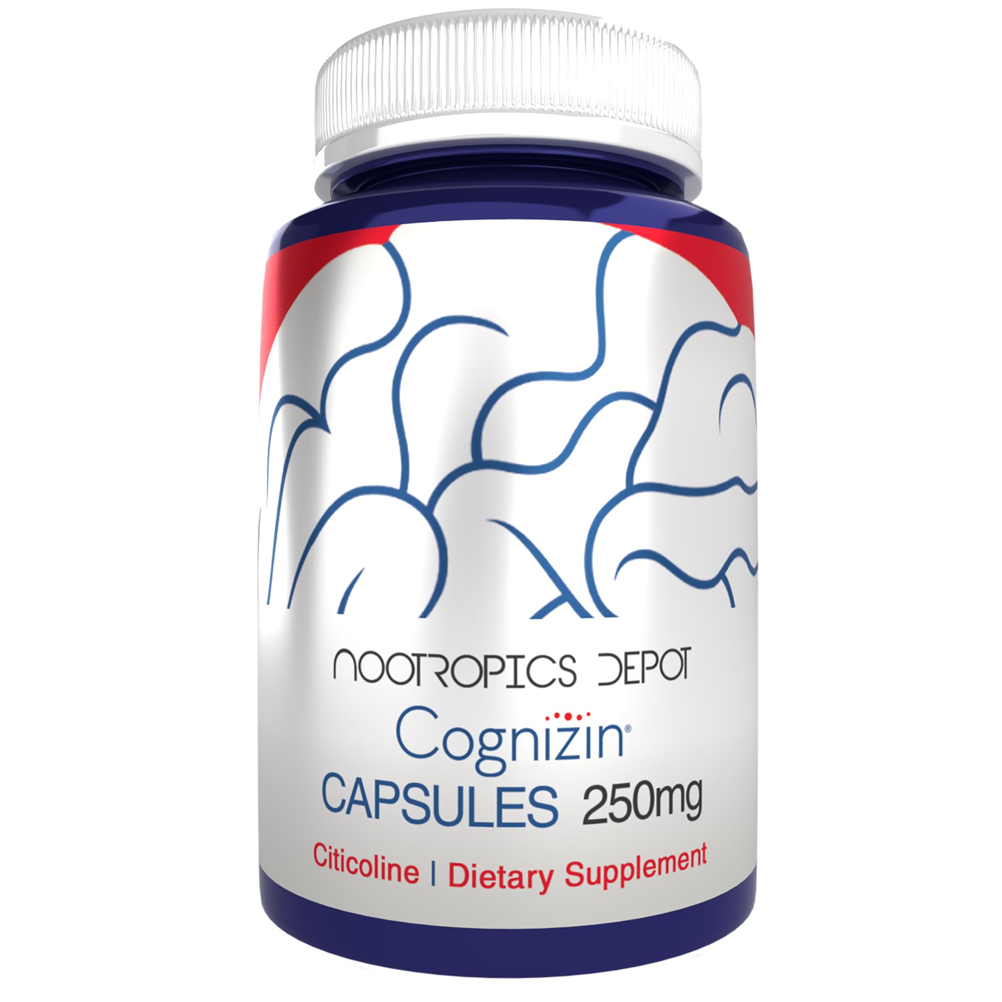 Nootropics Depot Cognizin Citicoline capsules in bottle for focus and memory support