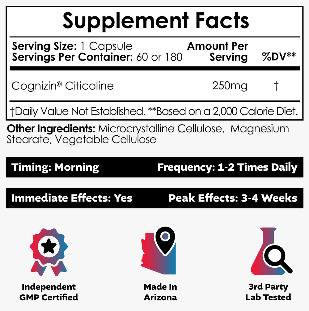 Close-up of Nootropics Depot Cognizin capsules highlighting quality for cognitive clarity
