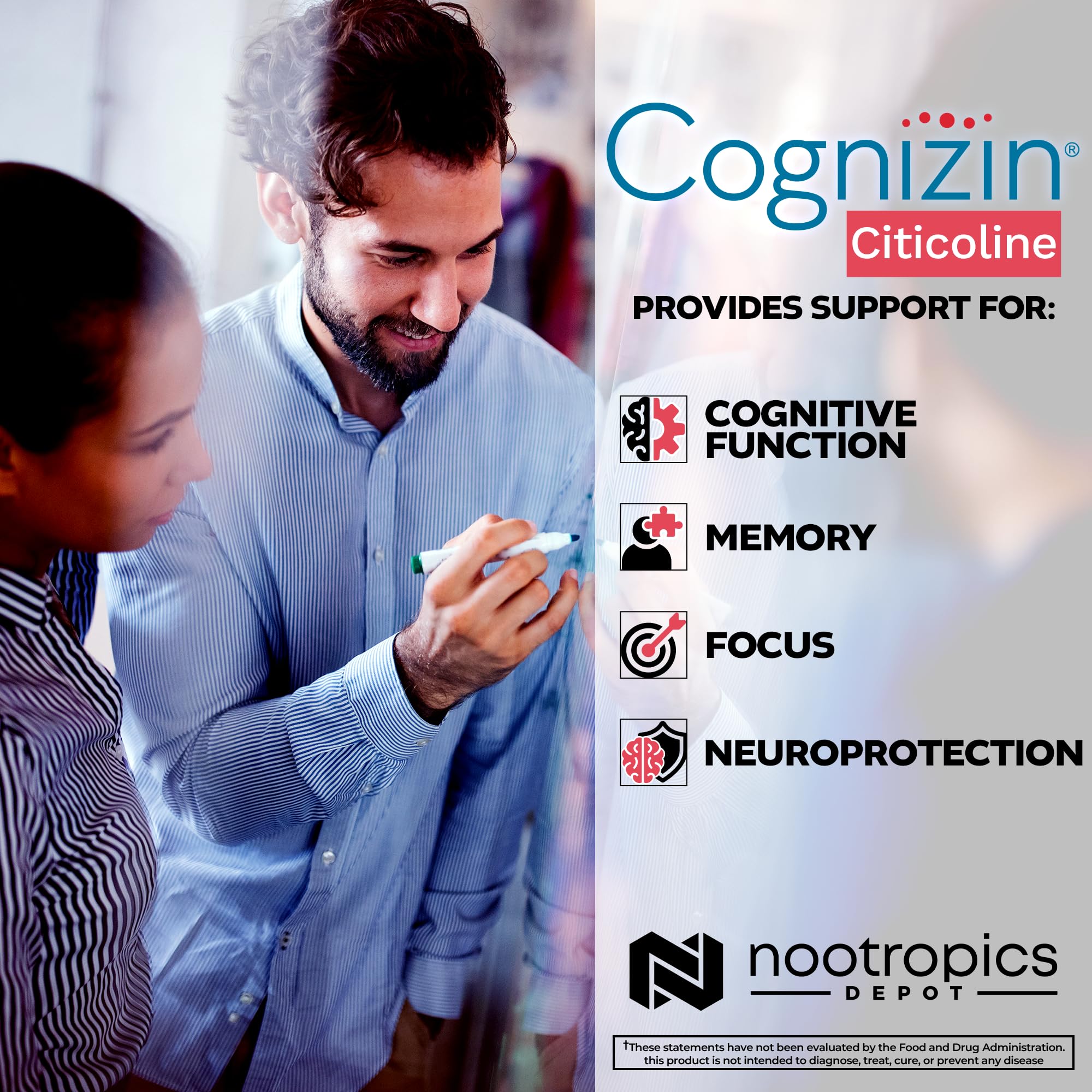 Cognizin Citicoline capsules being dispensed from bottle for daily use