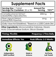 Nootropics Depot Epicatechin tablets bottle back view highlighting ingredients and bioavailability.