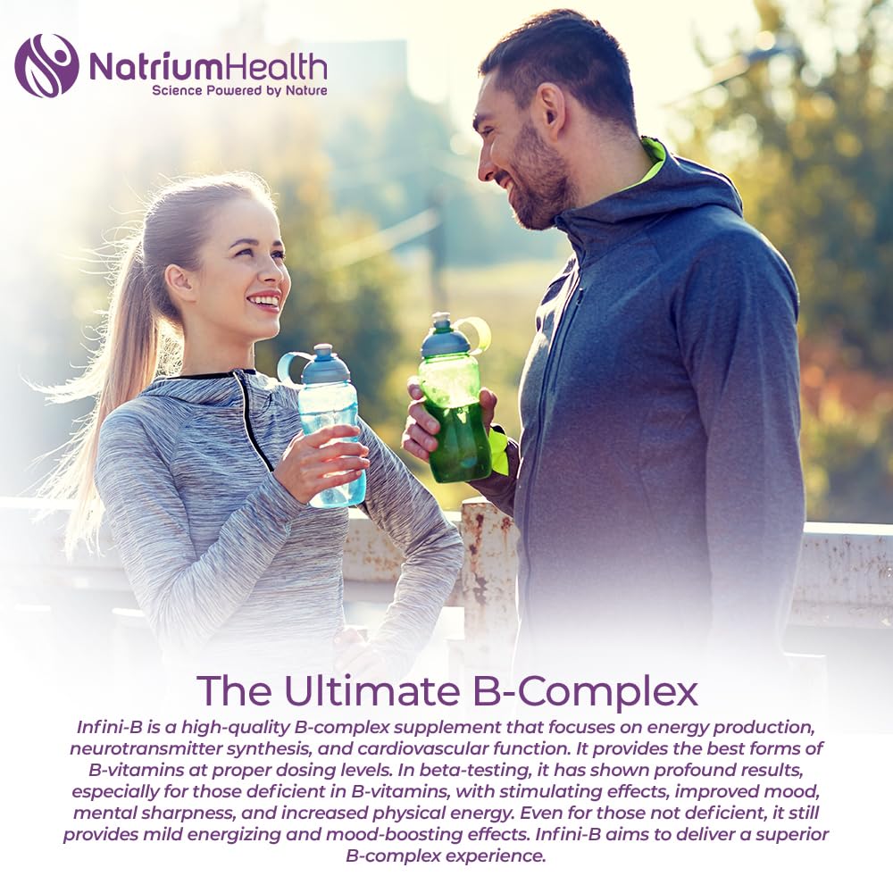 Nootropics Depot Infini-B capsules beside a glass of water for easy intake.