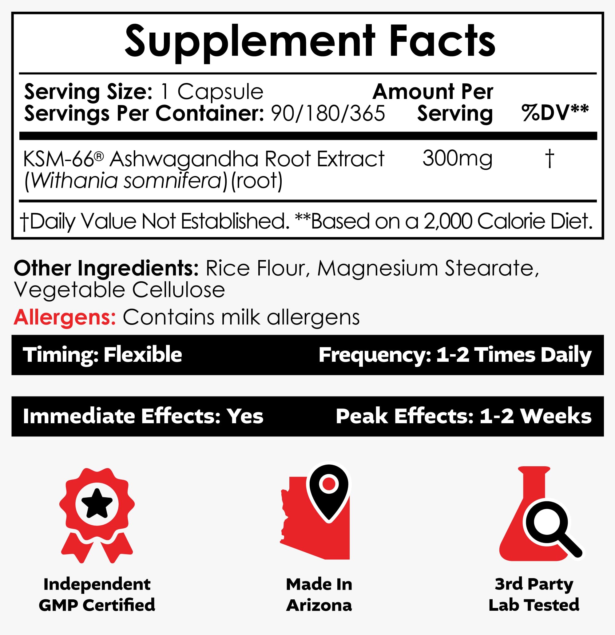 Nootropics Depot KSM-66 Ashwagandha label close-up showing potency and quality.