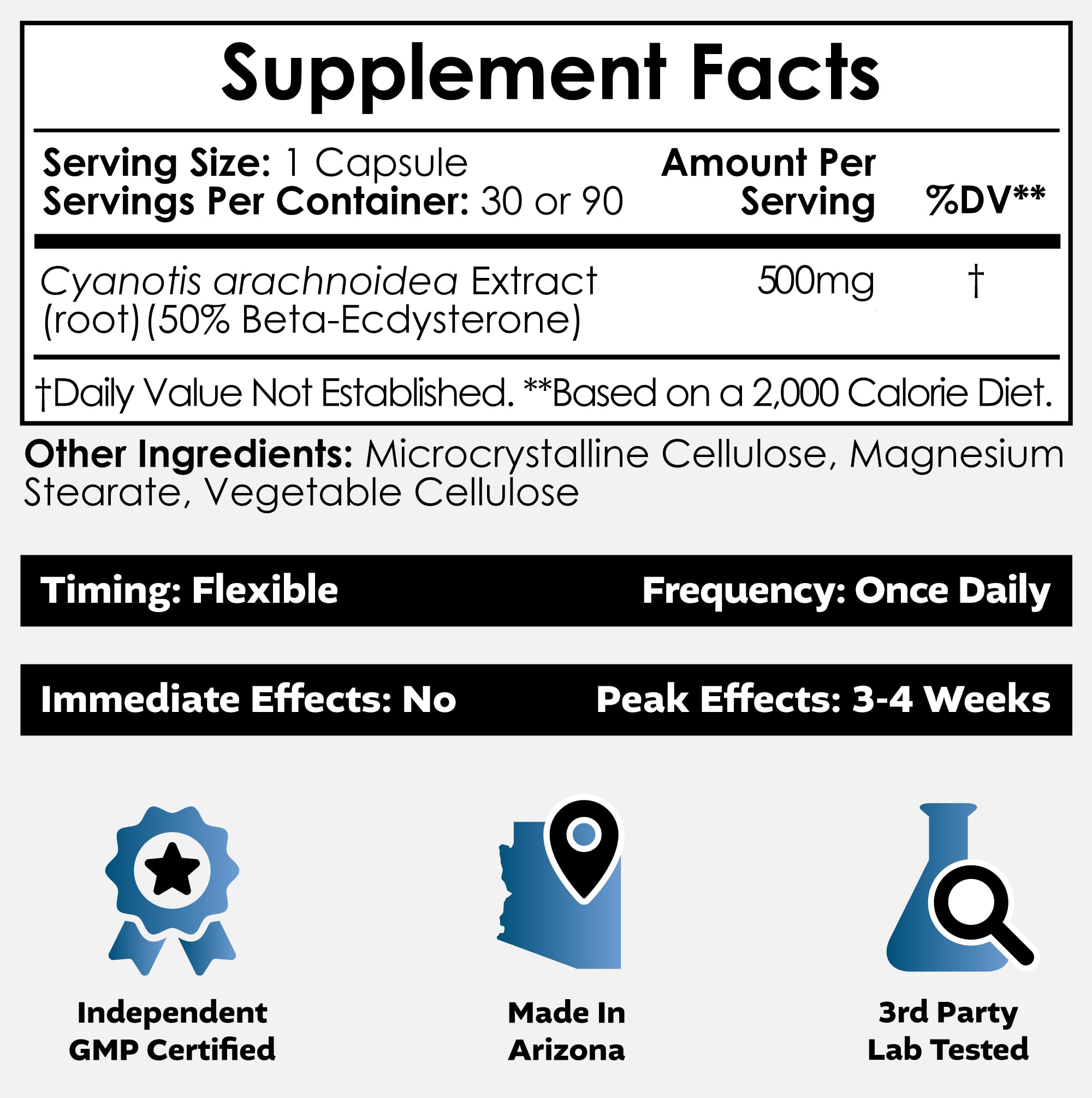 Nootropics Depot label emphasizes phytoecdysteroid ingredient and composition