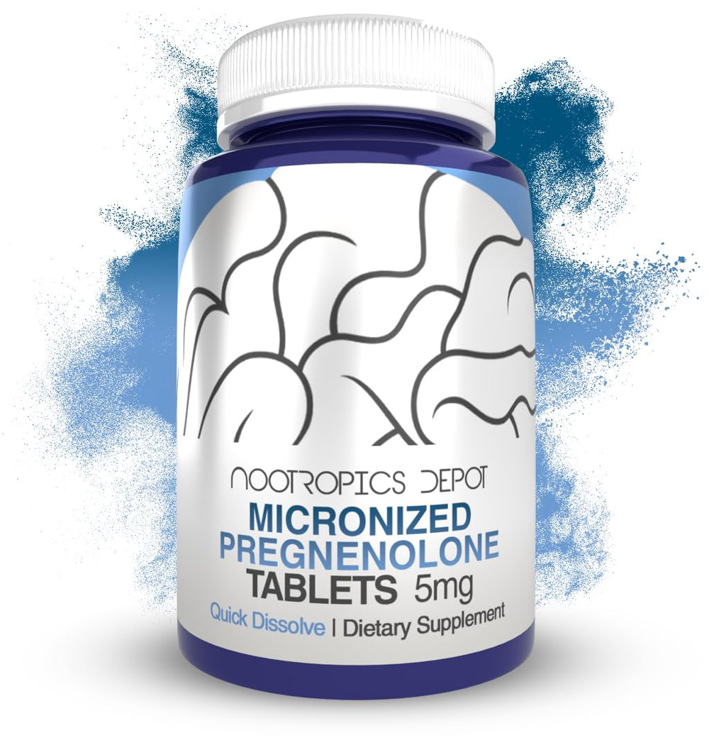 Nootropics Depot Pregnenolone bottle front for daily use and brand credibility.