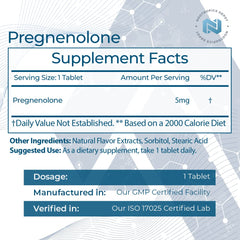 Nootropics Depot Pregnenolone tablet close-up shows micronized form for smooth ingestion.