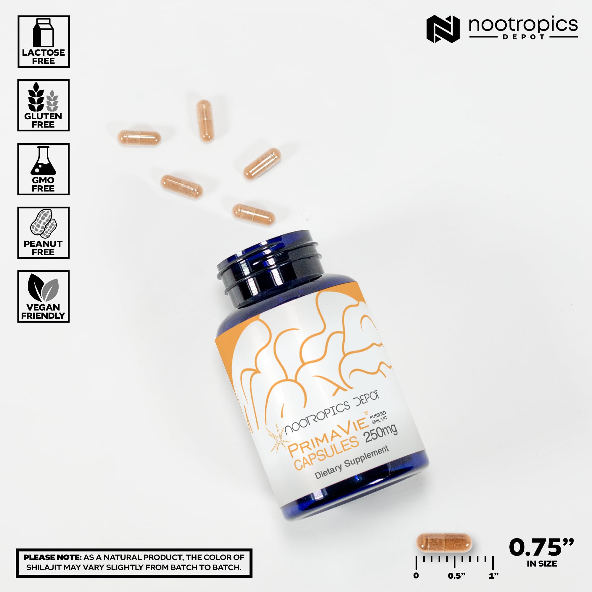 Nootropics Depot PrimaVie Shilajit purity label indicating low heavy metals.