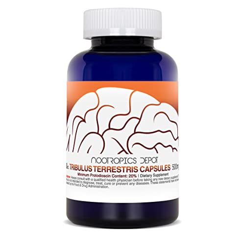 Nootropics Depot Tribulus 500mg capsules closeup highlighting standardized protodioscin potency