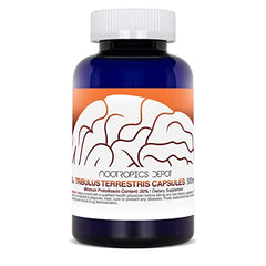 Nootropics Depot Tribulus 500mg capsules closeup highlighting standardized protodioscin potency