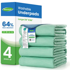 Noovirum washable underpads front view; compact 34x36 size ideal for bed protection.