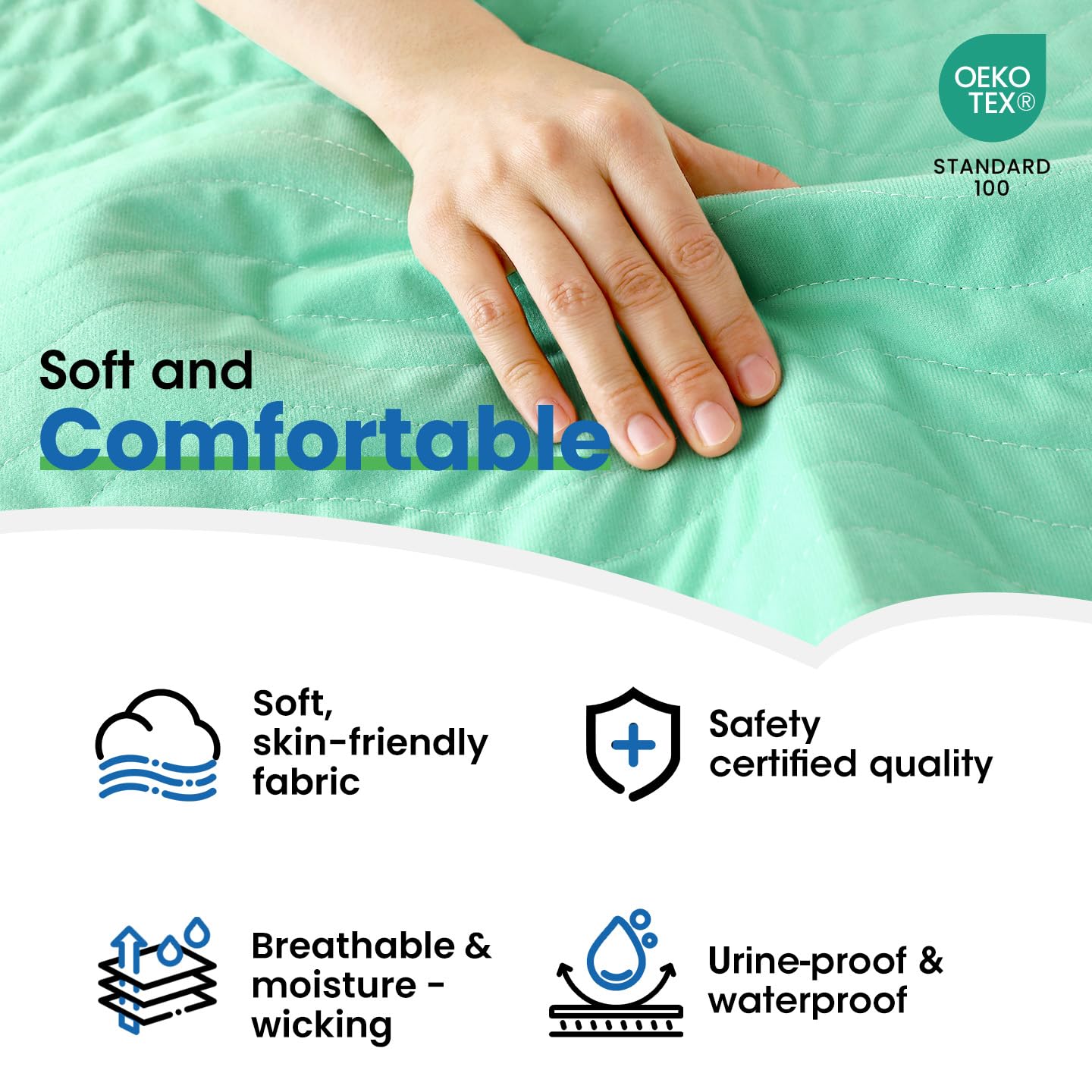 Noovirum washable underpads suitable for kids' bedwetting protection and gentle care.