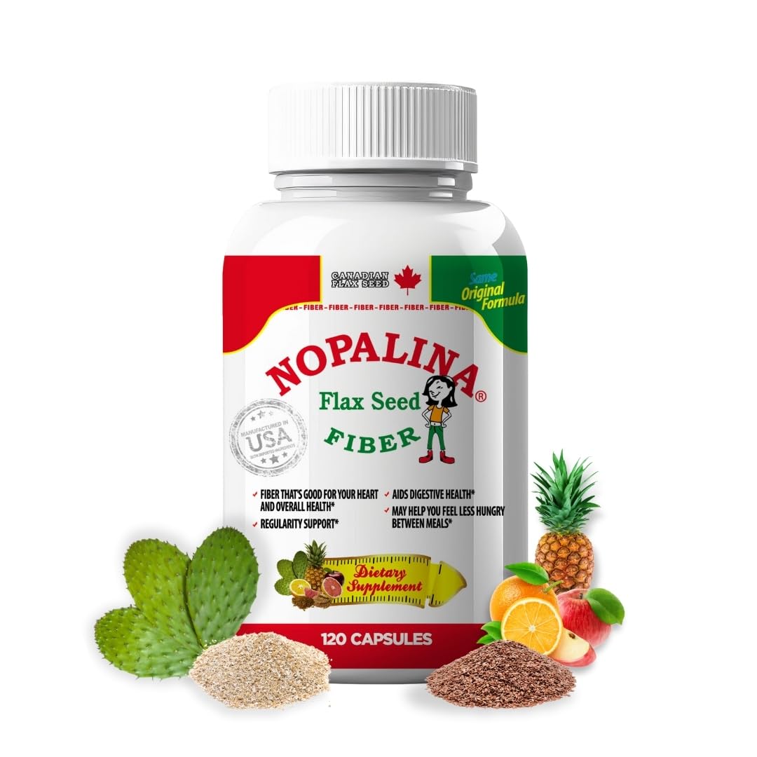 Nopalina Fiber Formula bottle cap with capsules for easy daily fiber intake.