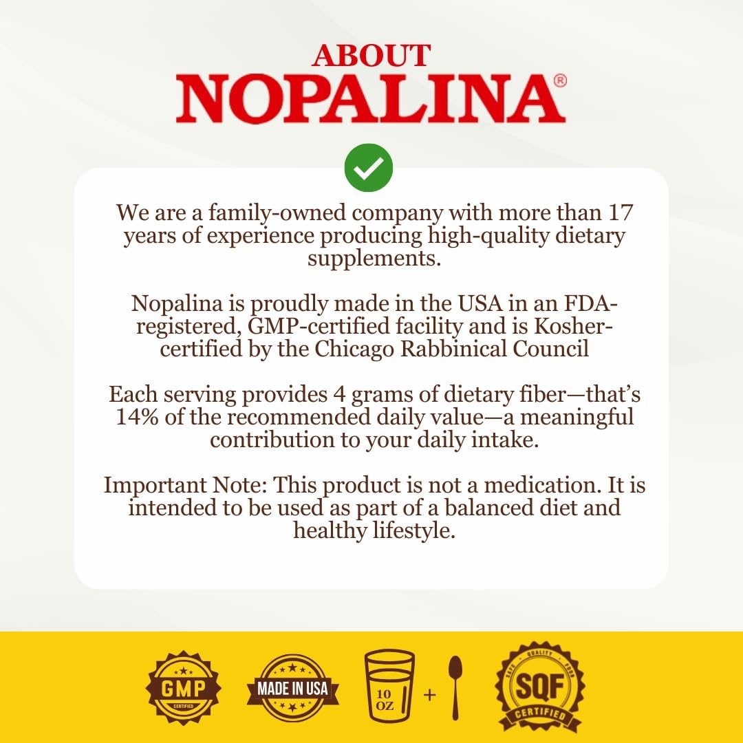 Nopalina oat bran visible in the fiber blend.