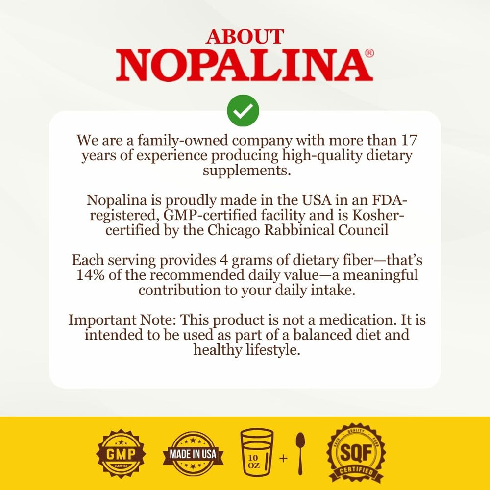 Nopalina oat bran visible in the fiber blend.