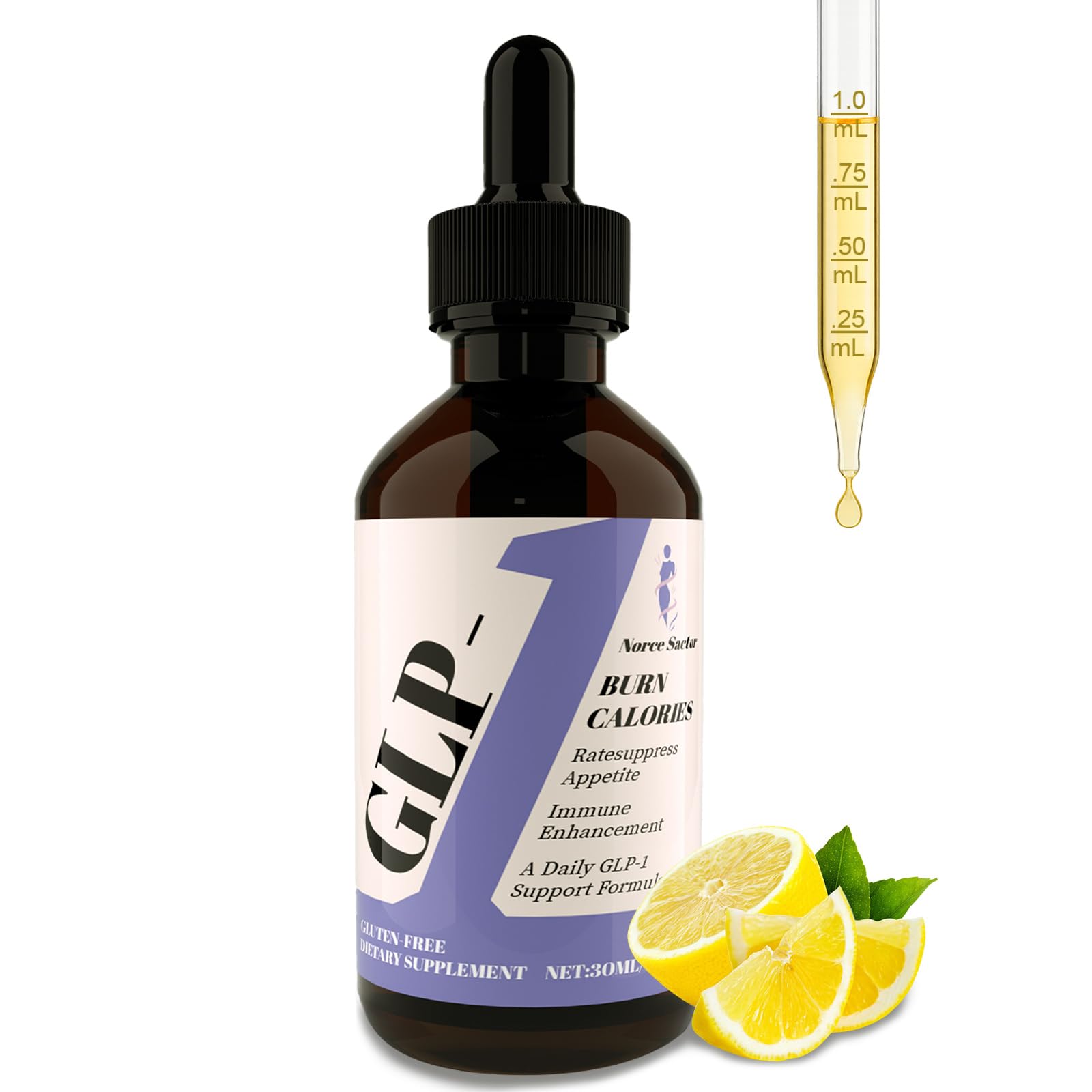 Norce Sactor GLP-1 Drops bottle, rapid sublingual delivery for daily wellness.