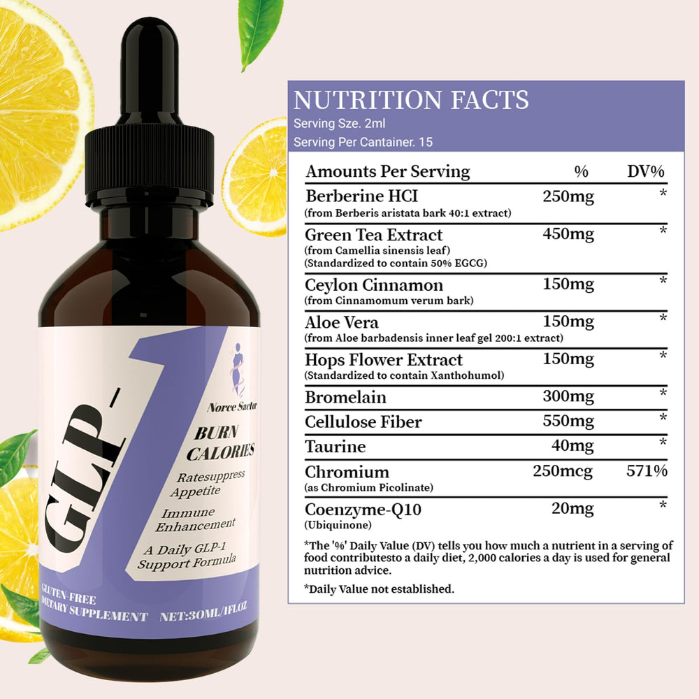 Norce S actor GLP-1 Drops pour, convenient tasteless drops for easy beverage integration.