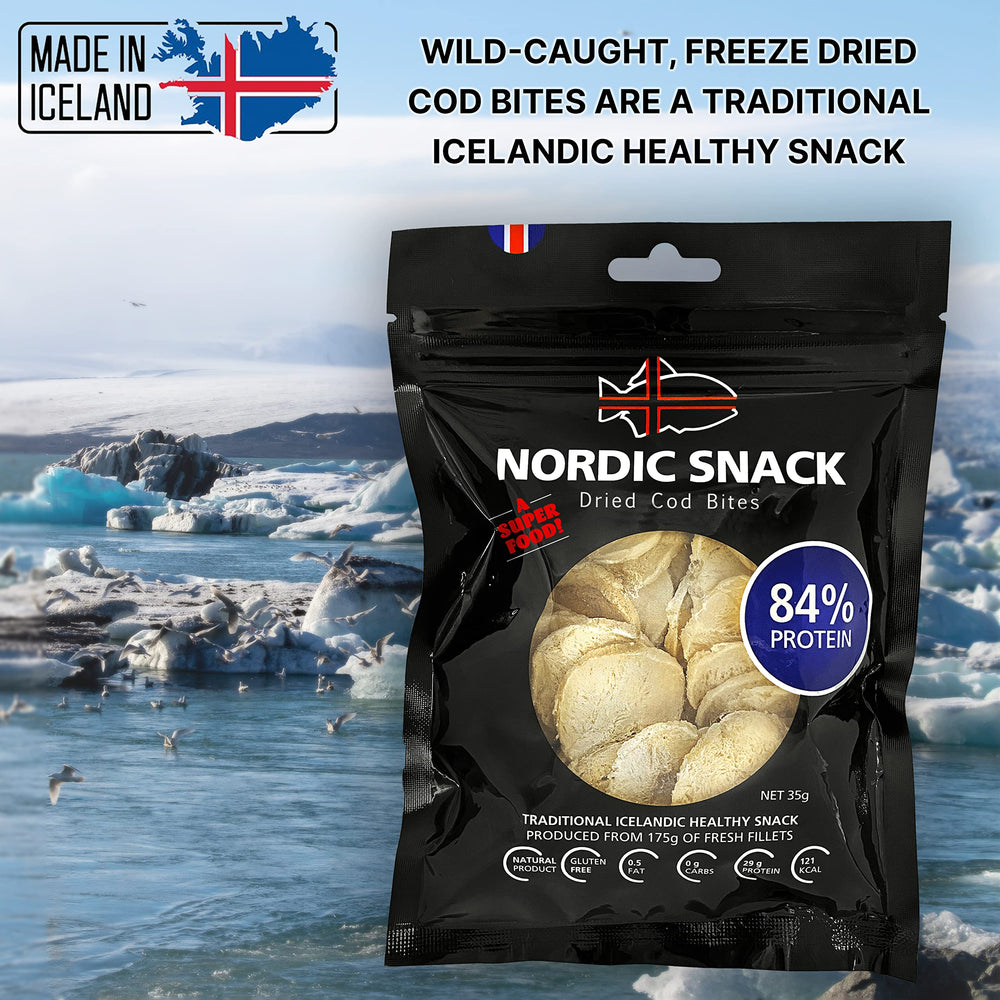 Nordic Catch cod bites in gym bag illustrate convenient protein on the go.