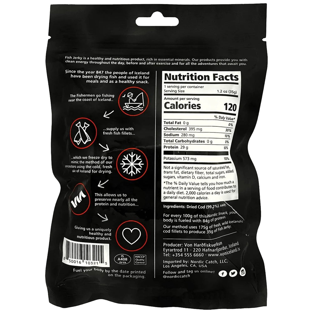 Nordic Catch cod bites close-up shows crisp texture and no added sugars.