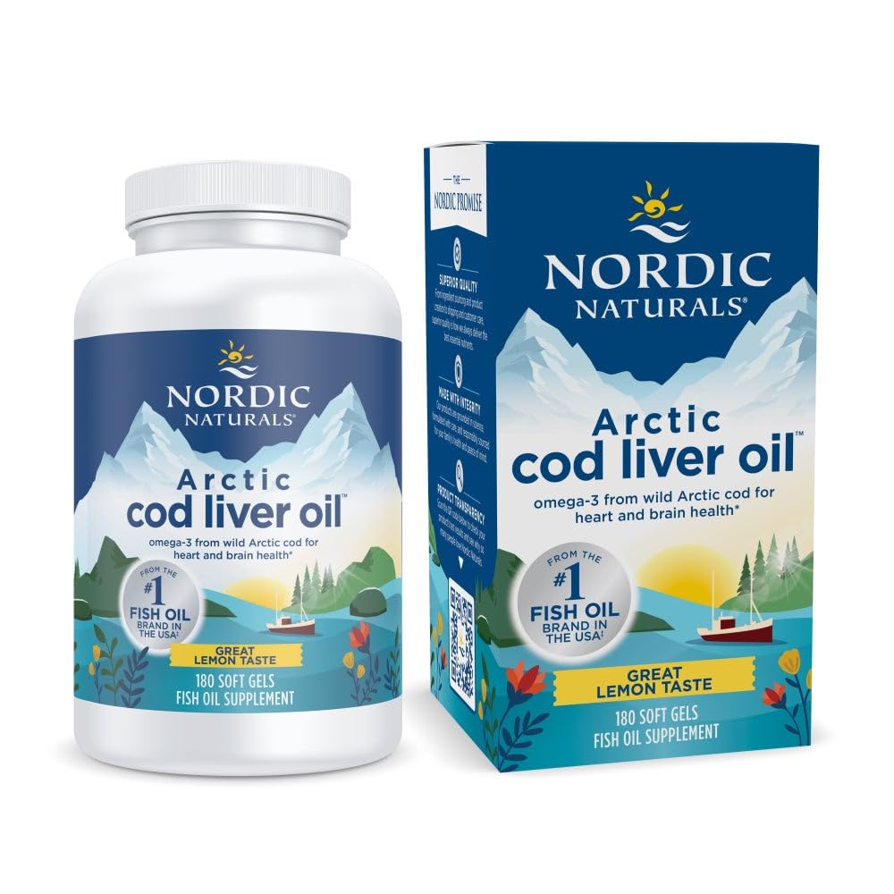 Nordic Naturals Arctic Cod Liver Oil Lemon bottle highlights premium omega-3 for daily wellness