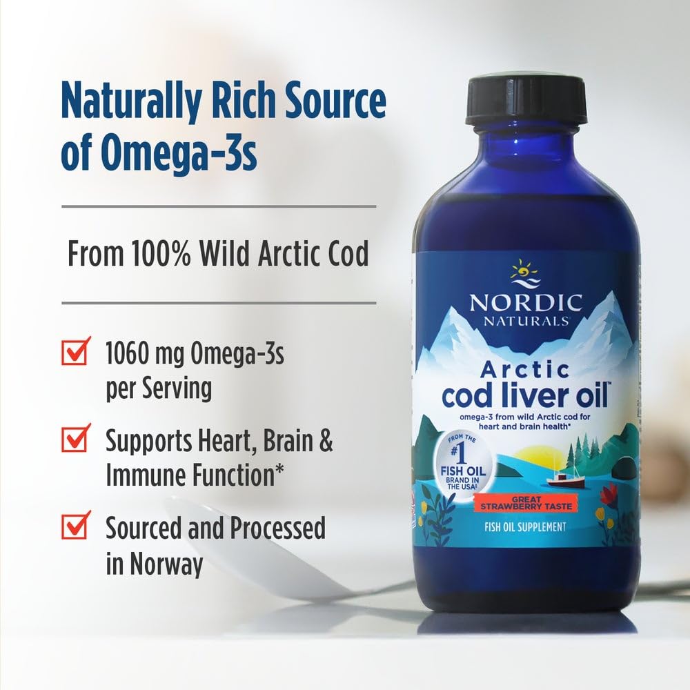 Nordic Naturals Arctic Cod Liver Oil Strawberry flavor swirl appealing to the palate.