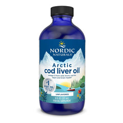Nordic Naturals Arctic Cod Liver Oil bottle on shelf for daily use.