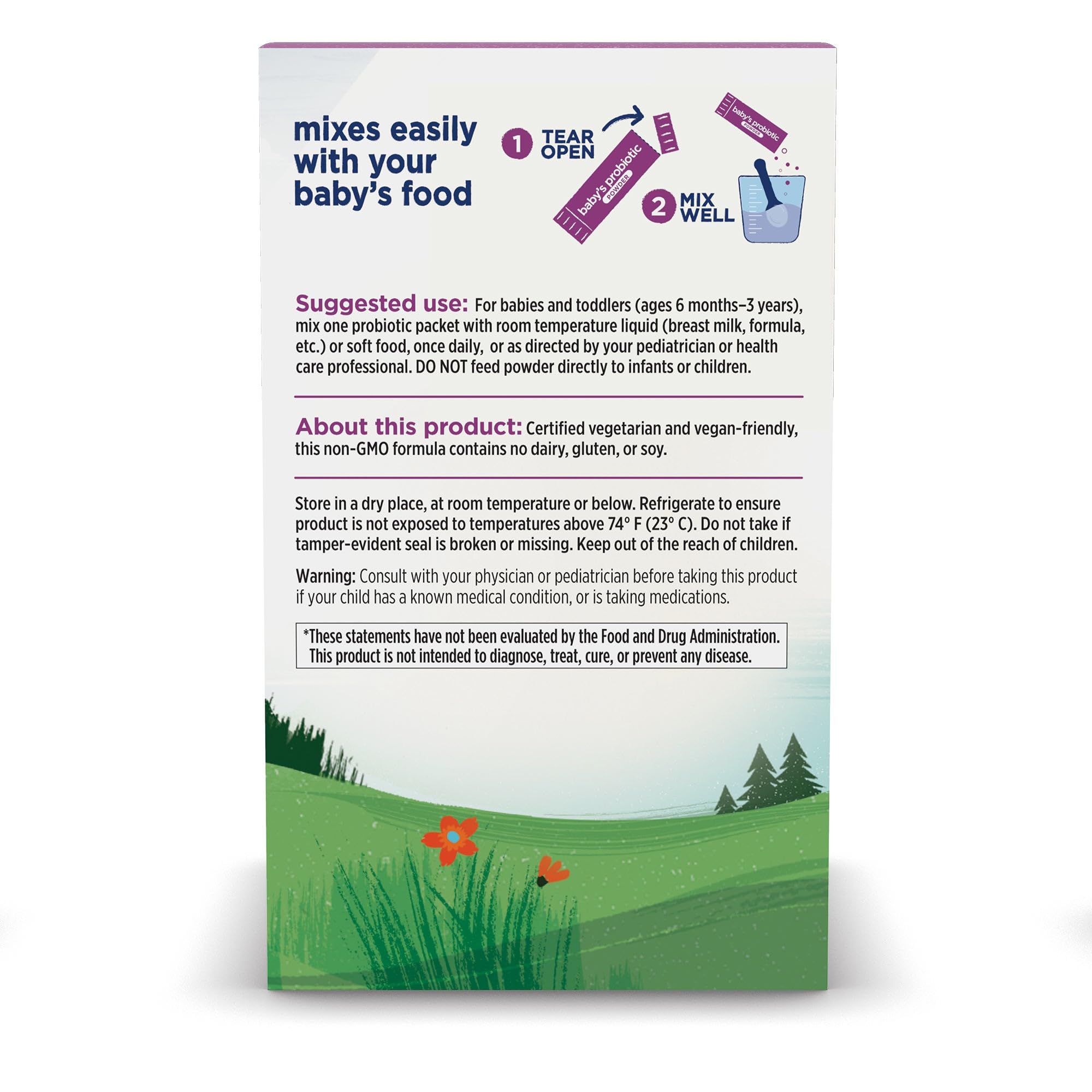 Daily dose of Nordic Naturals Baby’s Nordic Flora Probiotic Powder is easy to mix in foods.