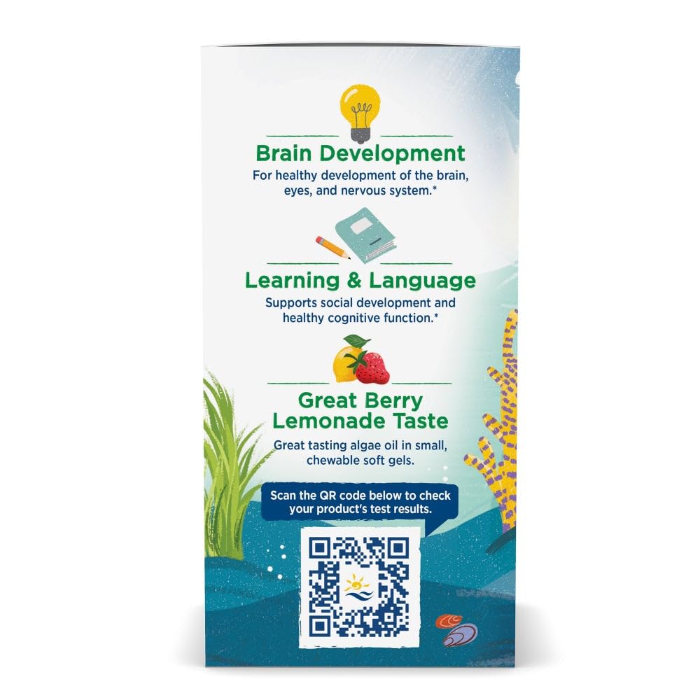 Nordic Naturals Children's DHA Vegetarian label closeup—gluten-free and non-GMO formulation.