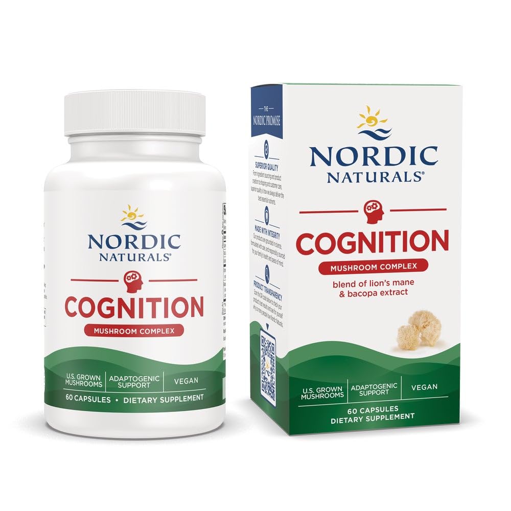 Nordic Naturals Cognition Mushroom Complex bottle front for daily focus support