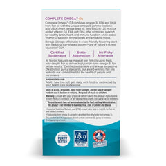 Nordic Naturals Complete Omega-D3 lemon label highlighting purity and ingredients