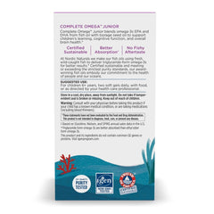 Nordic Naturals Complete Omega Jr. Lemon bottle label highlighting purity and ingredients