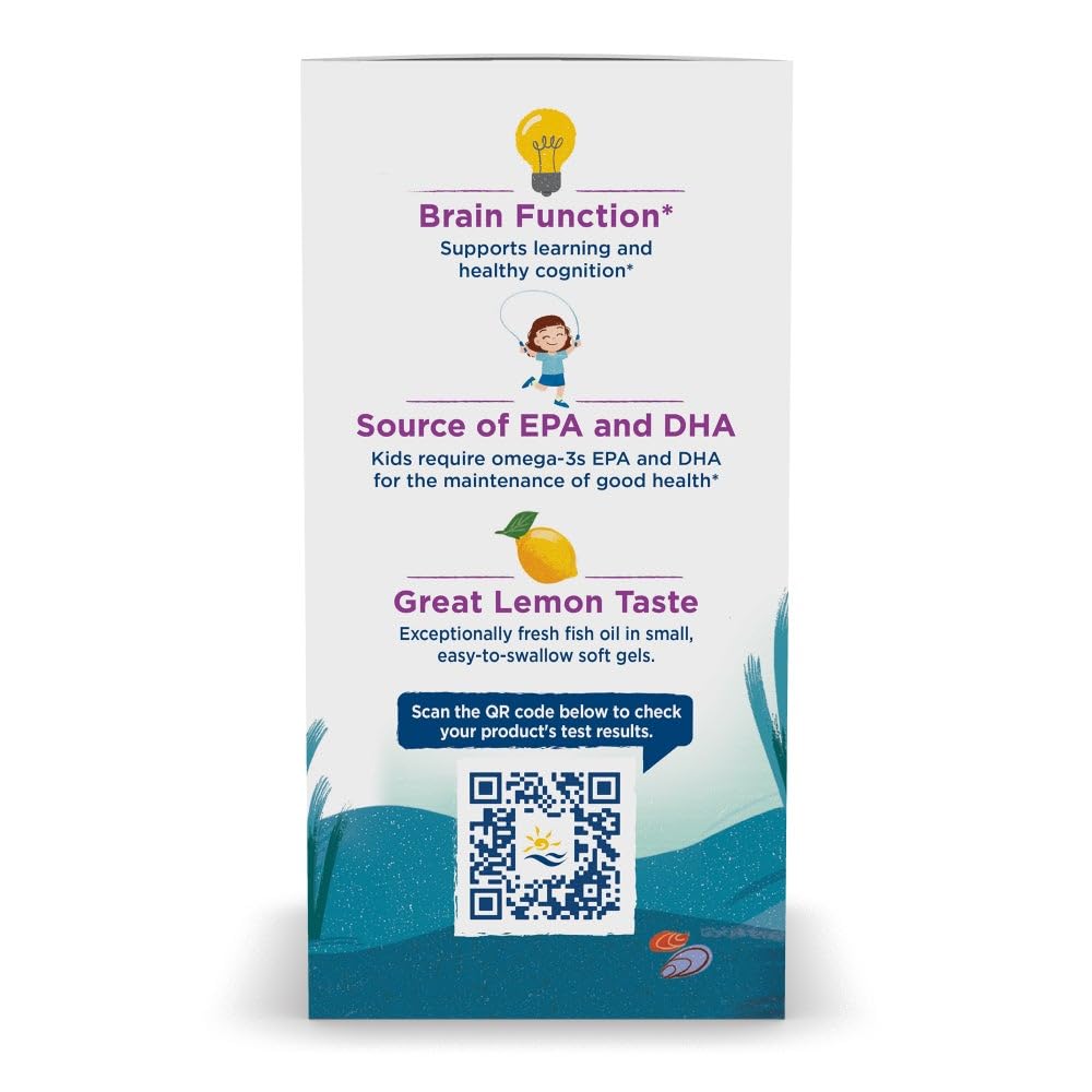 Nordic Naturals Complete Omega Jr. lemon label view highlights purity and third-party testing.
