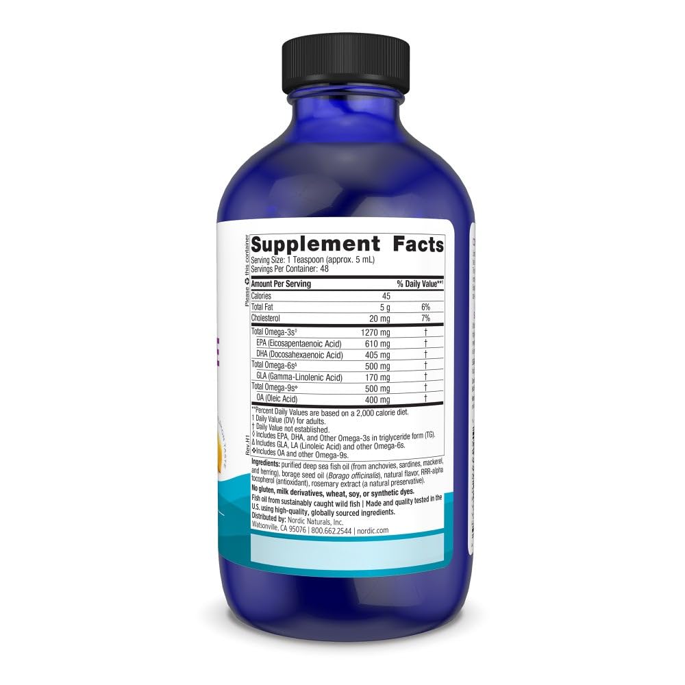 Nordic Naturals Complete Omega lemon bottle pour enables easy dosing.