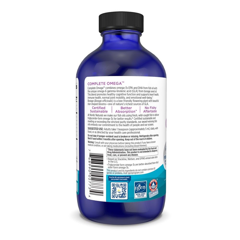 Nordic Naturals Complete Omega lemon label closeup shows clean ingredients.
