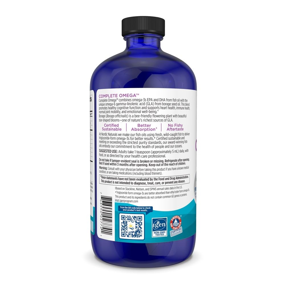 Nordic Naturals Complete Omega lemon label highlighting product ingredients and quality