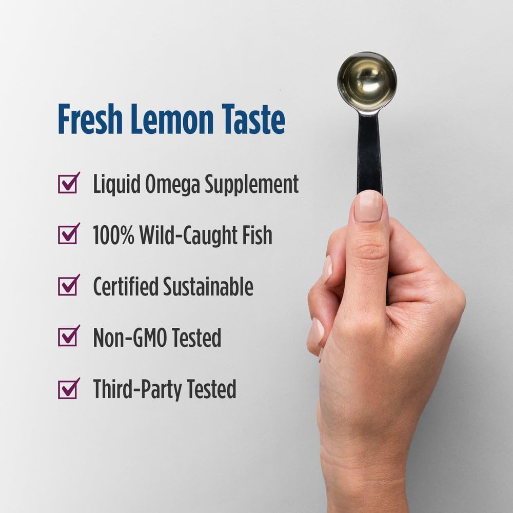 Nordic Naturals Complete Omega lemon measuring spoon indicating precise daily dosage