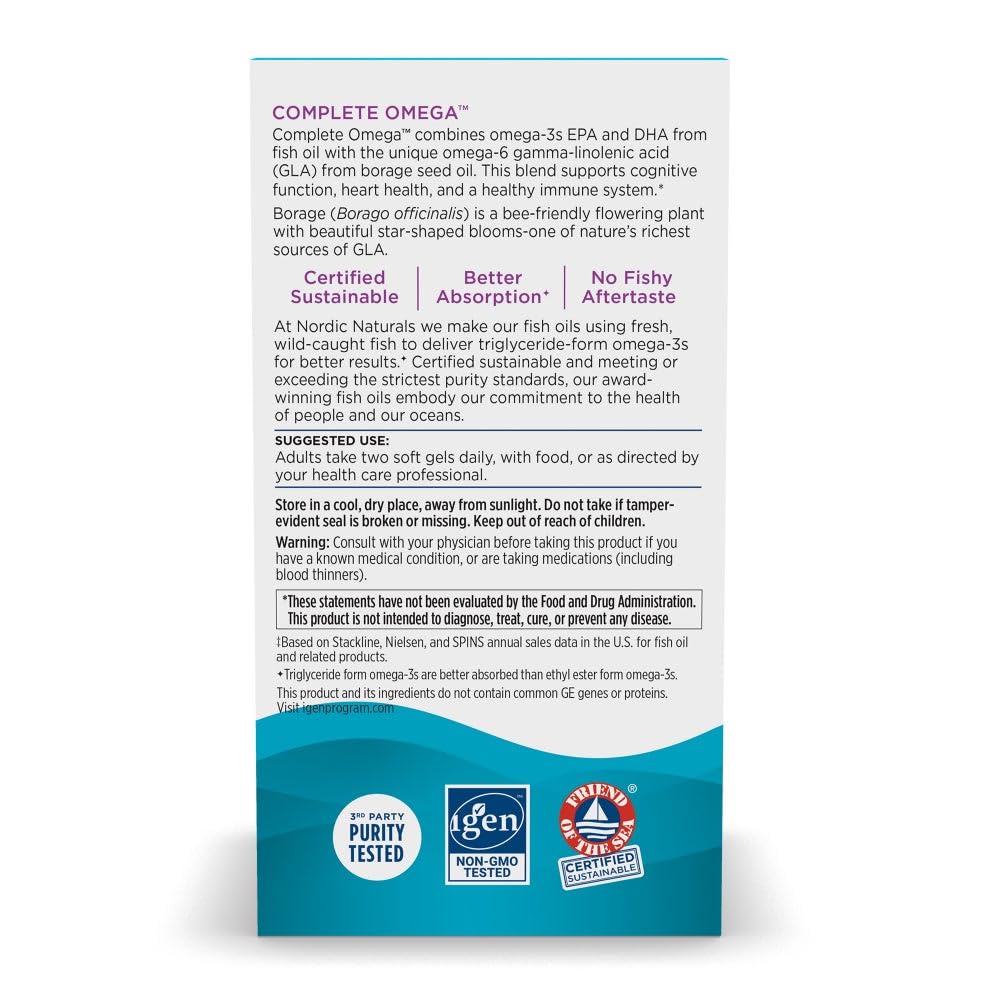 Nordic Naturals Complete Omega lemon soft gels close-up with clear lemon flavor cue.