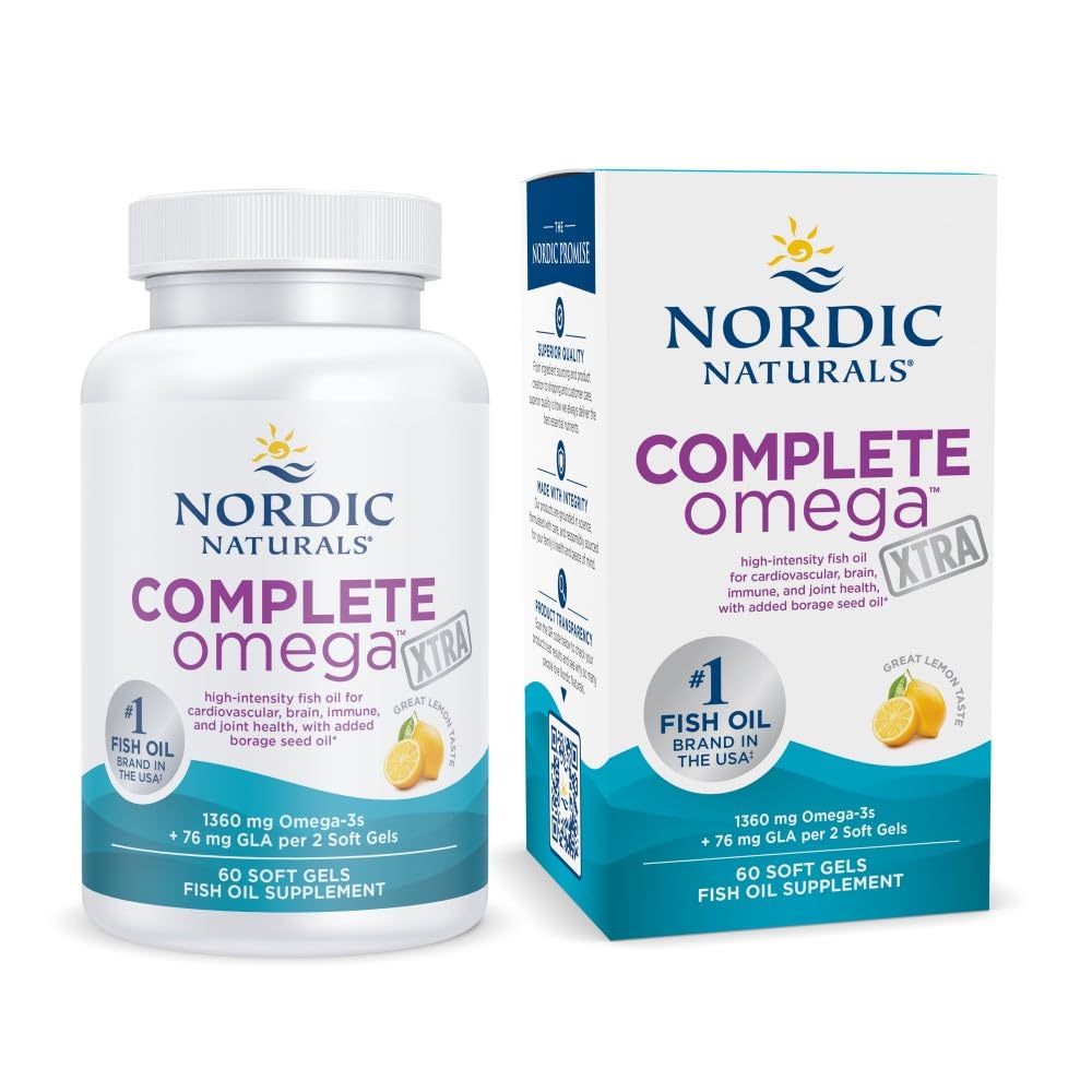 Nordic Naturals Complete Omega Xtra lemon bottle front highlights daily omega-3 intake