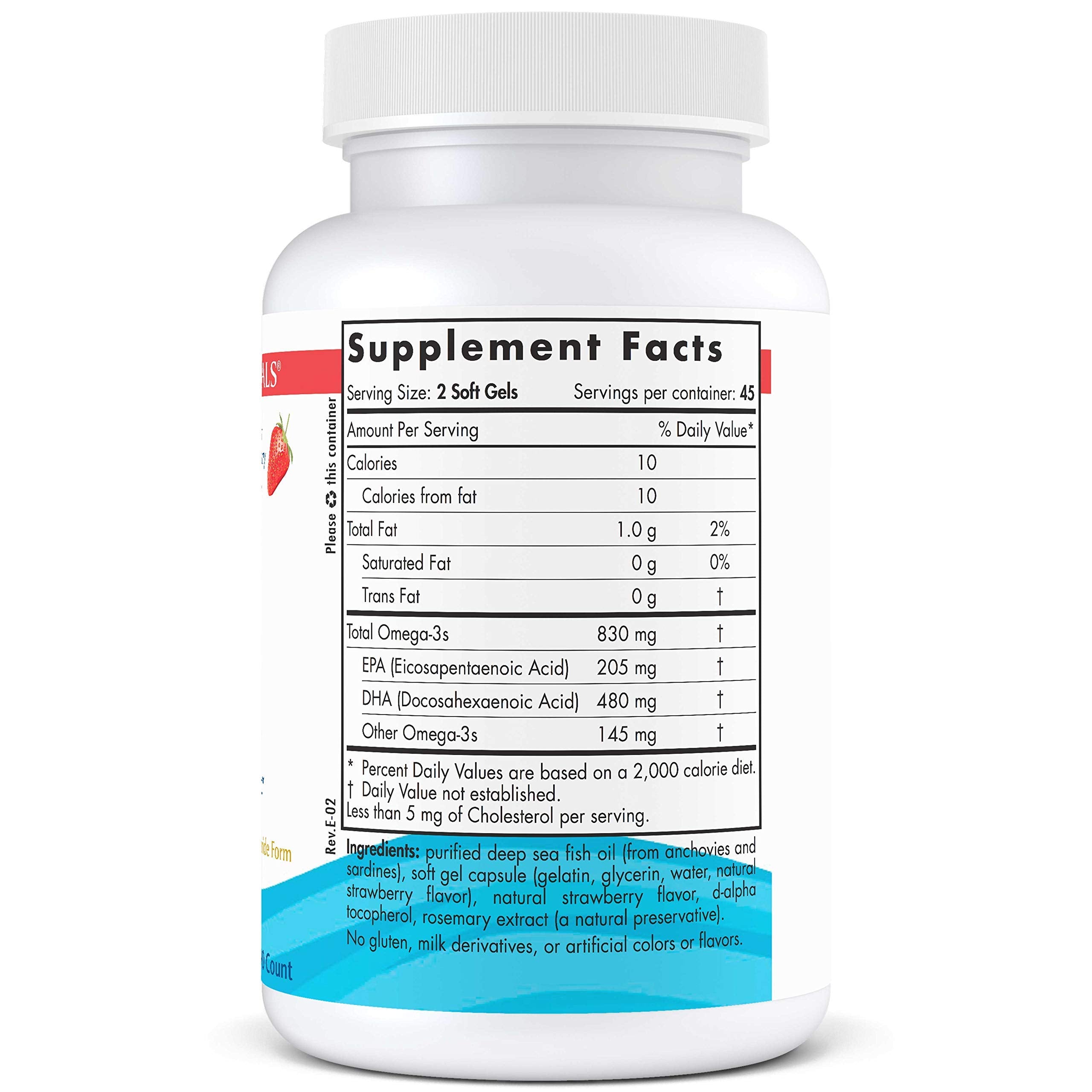 Nordic Naturals DHA Strawberry soft gels serving size two capsules.