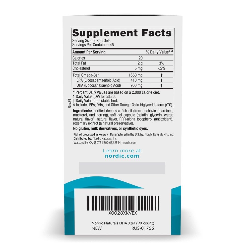 Nordic Naturals DHA Xtra soft-gels closeup emphasizing convenient daily omega-3 intake