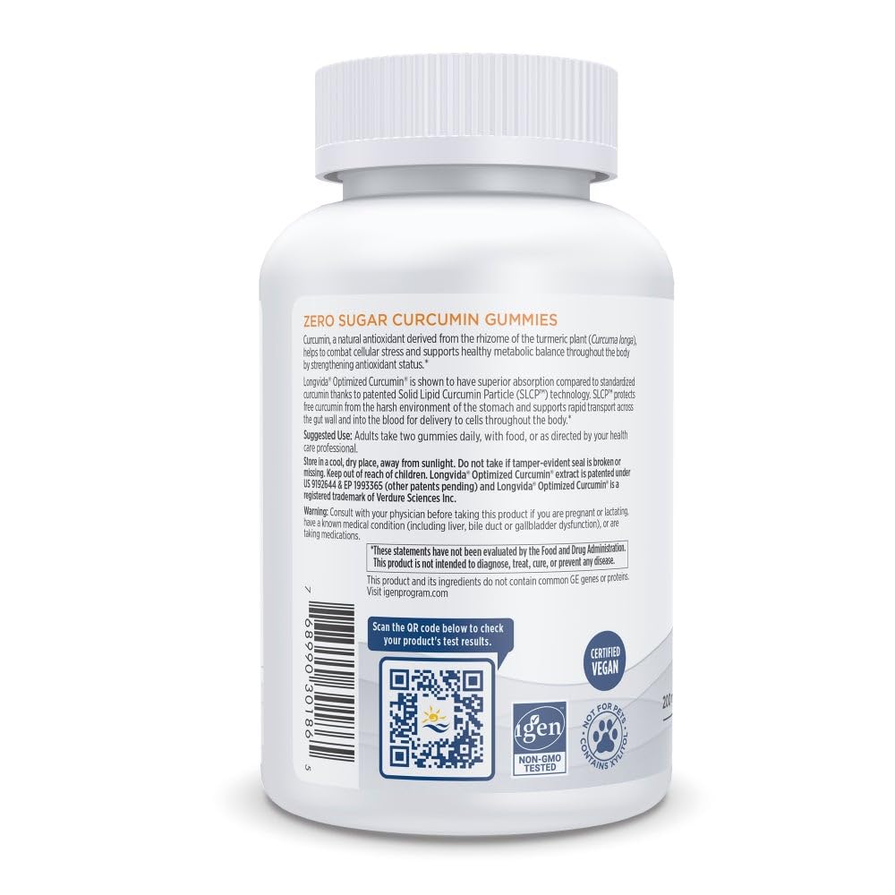 Nordic Naturals Longvida Curcumin 200 mg bottle highlighting absorption.