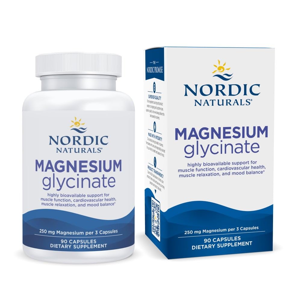 Nordic Naturals magnesium glycinate capsules front bottle for convenient daily use
