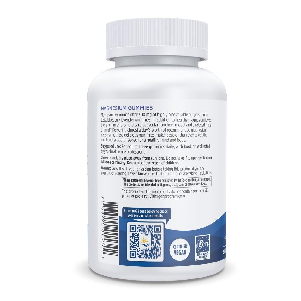 Ingredients label on Nordic Naturals Magnesium Gummies emphasizing citrate magnesium.